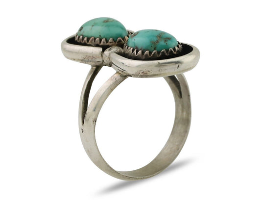 Navajo Handmade Ring 925 Silver Natural Turquoise Native American Artist C.80's