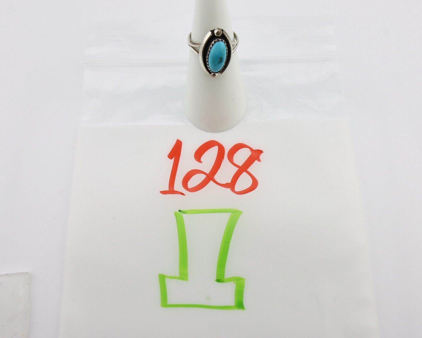 Navajo Ring 925 Silver Sleeping Beauty Artist Signed Sky Stone Creations C.80's