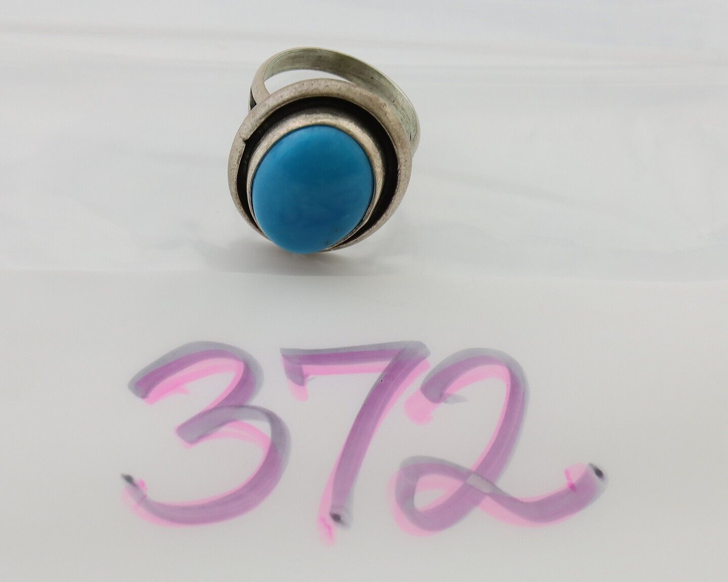 Navajo Handmade Ring 925 Silver Blue Turquoise Native American Artist C.80's