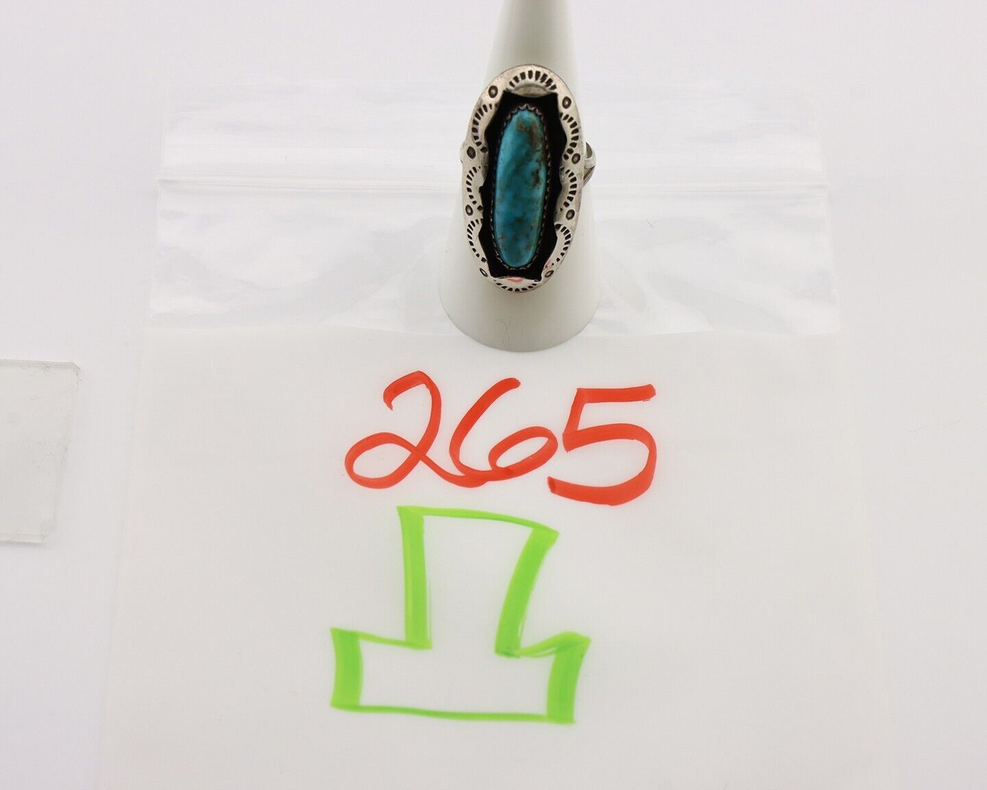 Navajo Ring 925 Silver Natural Kingman Turquoise Native American Artist C.80's