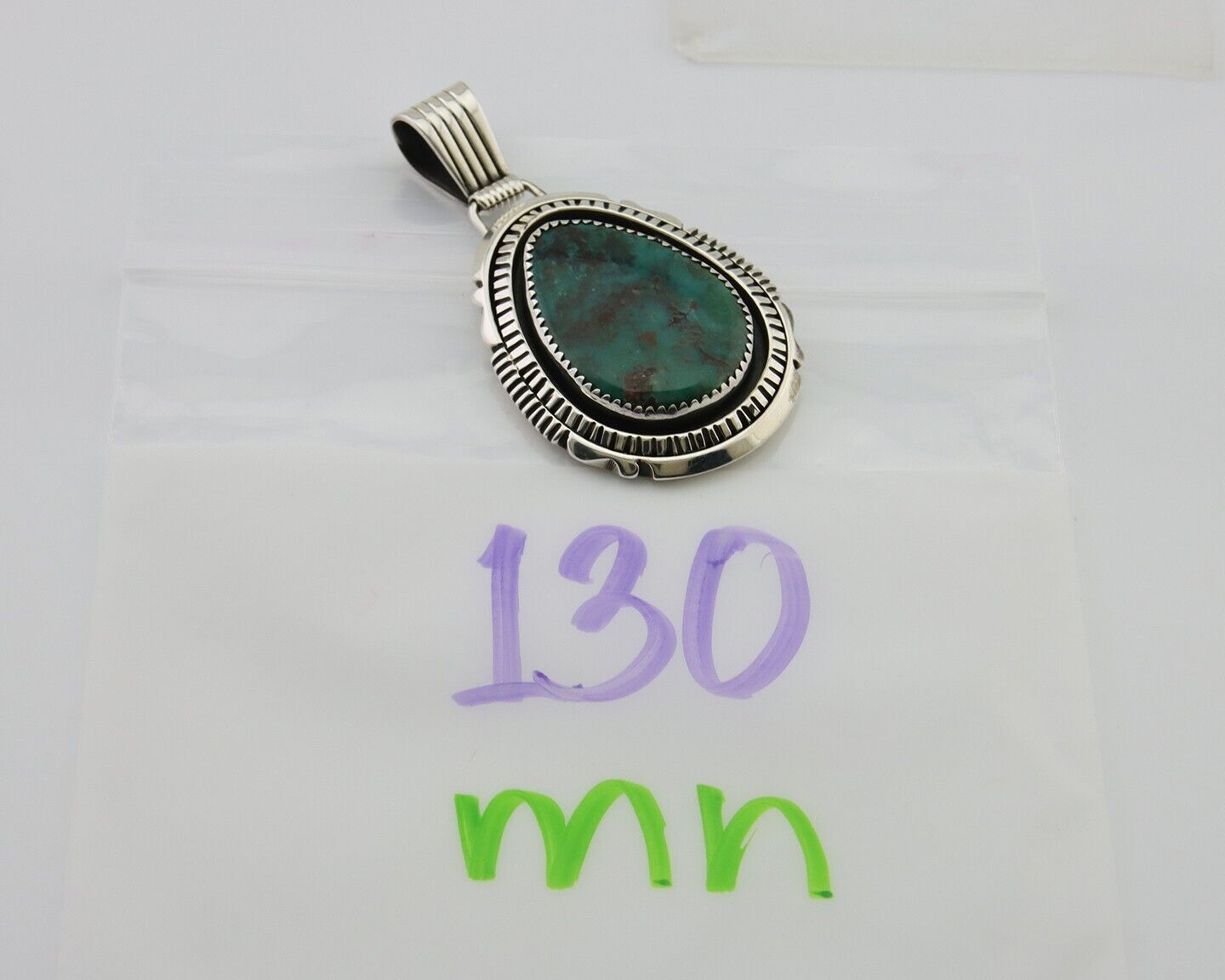 Navajo Pendant 925 Silver Natural Turquoise Artist Signed Lidia Begay C.80's