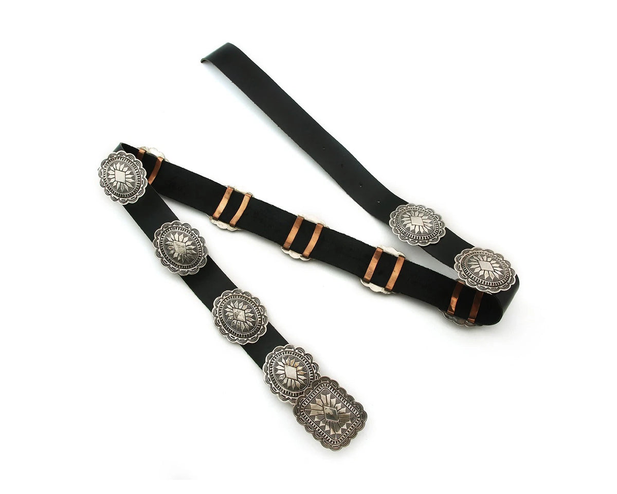 Navajo Concho Belt Sterling Silver Handmade Vintage Signed Secatero