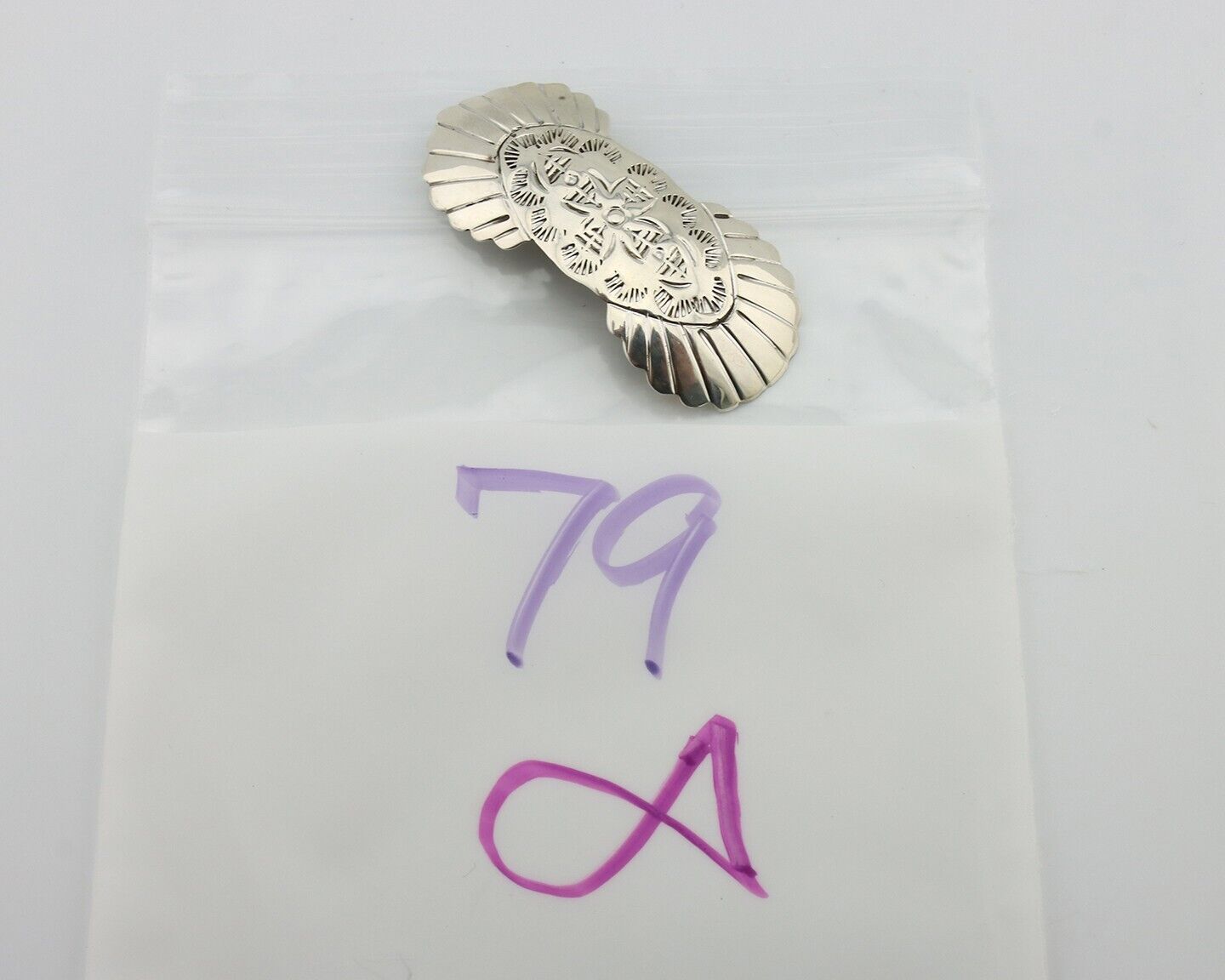 Women's Navajo Hair Clip Hand Stamped 925 Silver Artist Signed C Montoya C.80's