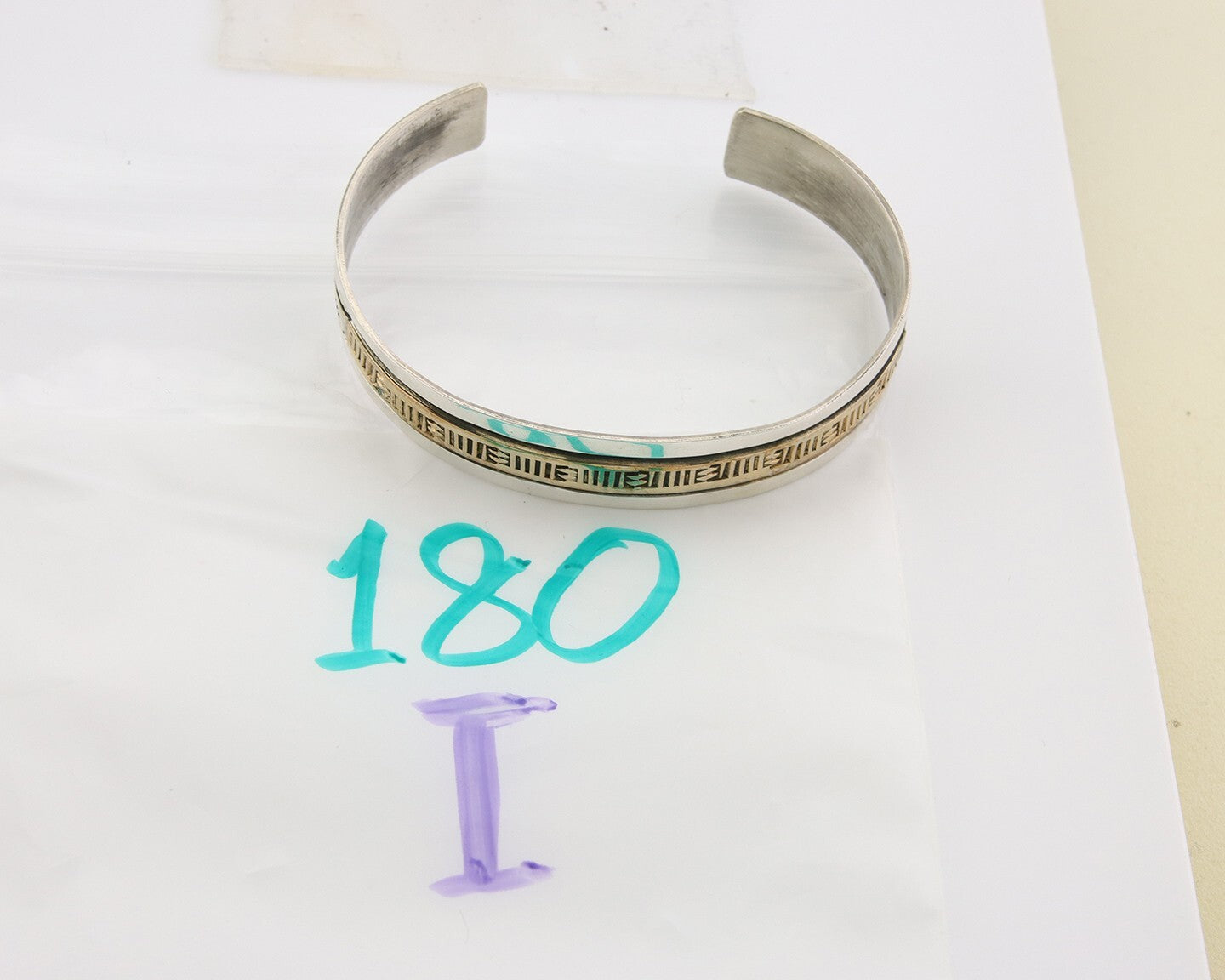 Navajo Bracelet 925 Silver & 12K Gold Cuff Artist Signed Randall Endito C.80's