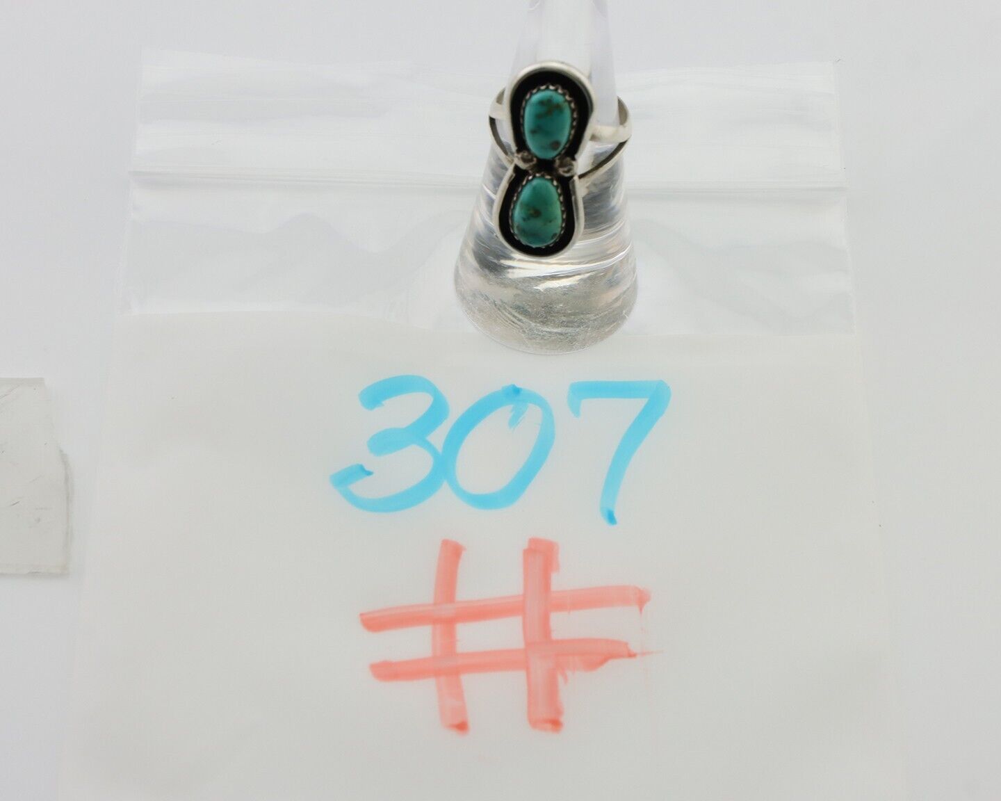 Navajo Handmade Ring 925 Silver Natural Turquoise Native American Artist C.80's