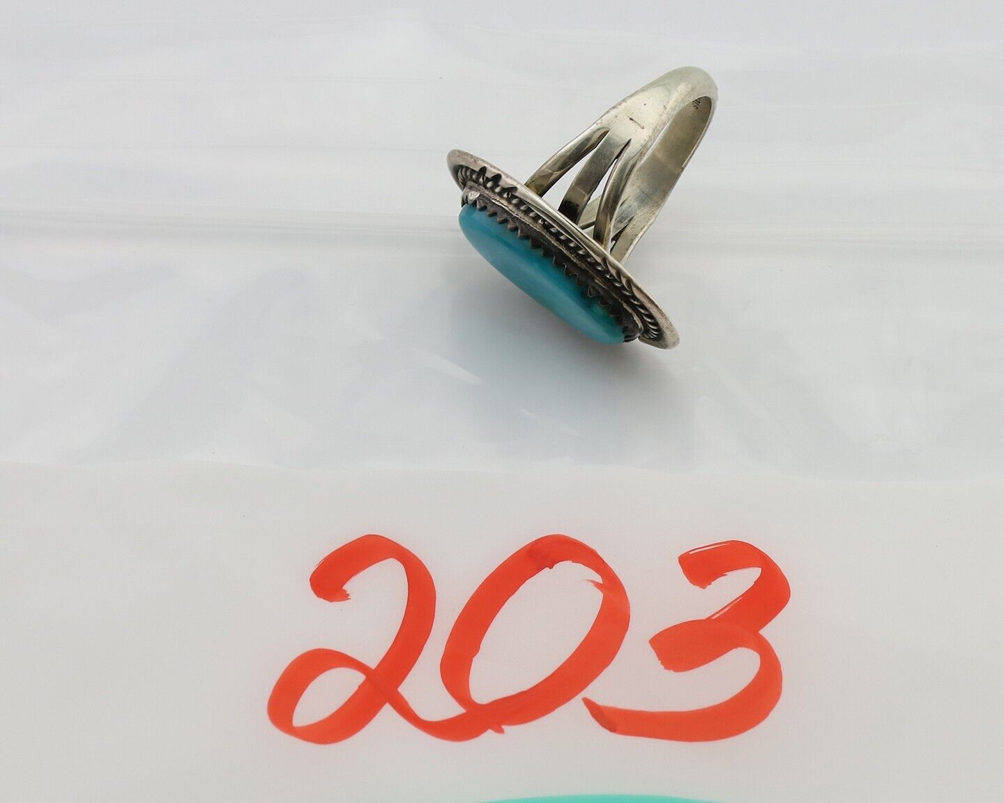 Navajo Ring 925 Silver Natural Turquoise Native American Artist C.80's