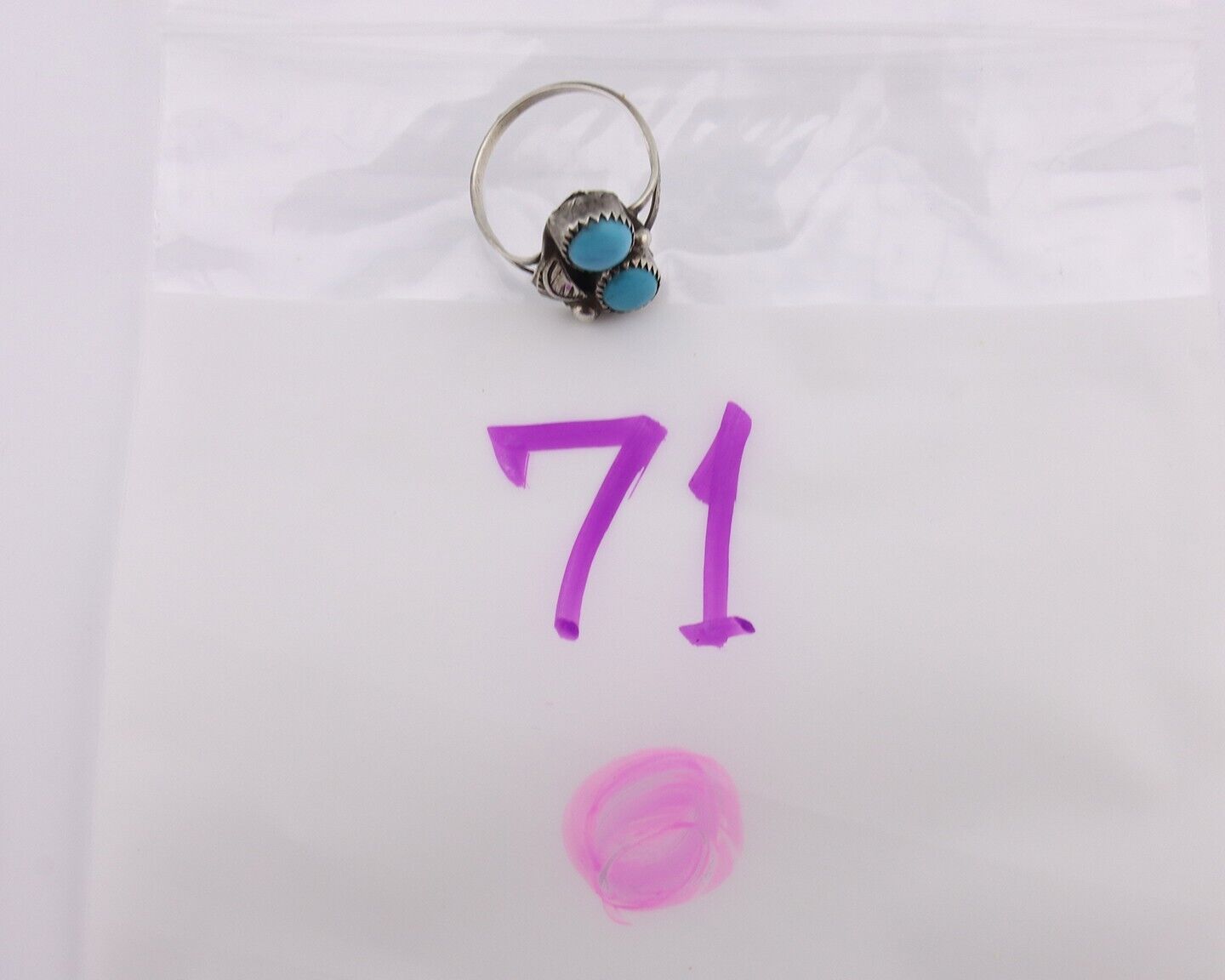 Navajo Ring 925 Silver Sleeping Beauty Turquoise Native American Artist C.80's