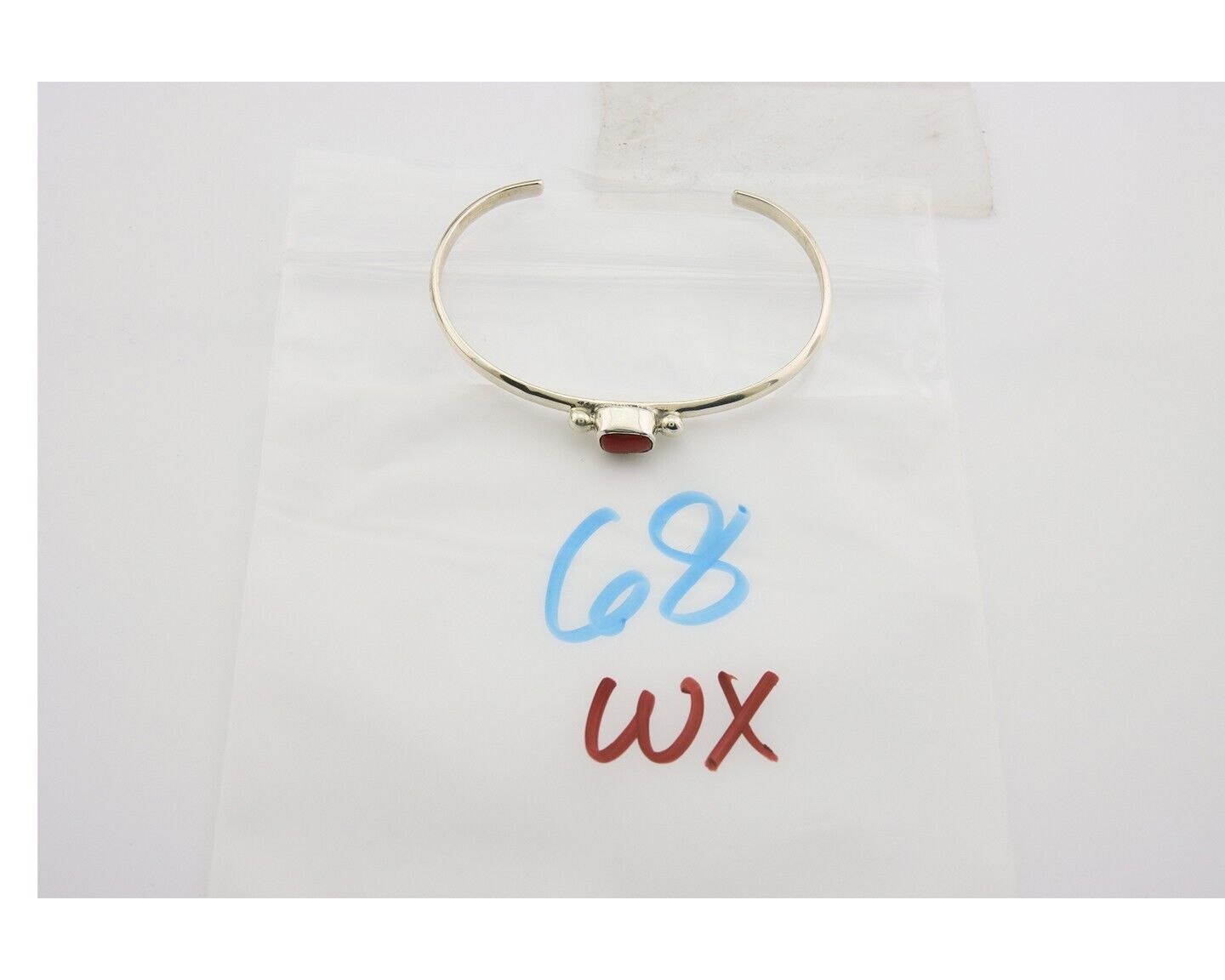 Navajo Bracelet .925 Silver Natural Red Coral Cuff Native American Artist C.80's