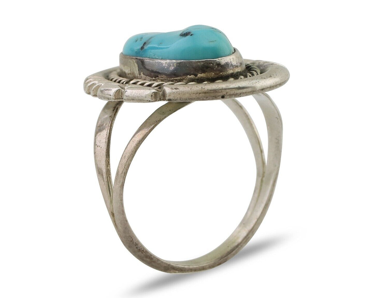 Navajo Turquoise Ring 925 Silver Handmade Native American Artist C.80's