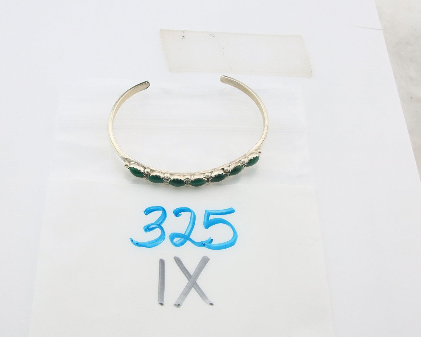 Navajo Cuff Bracelet Sterling Silver Natural Malachite Vintage Signed SS