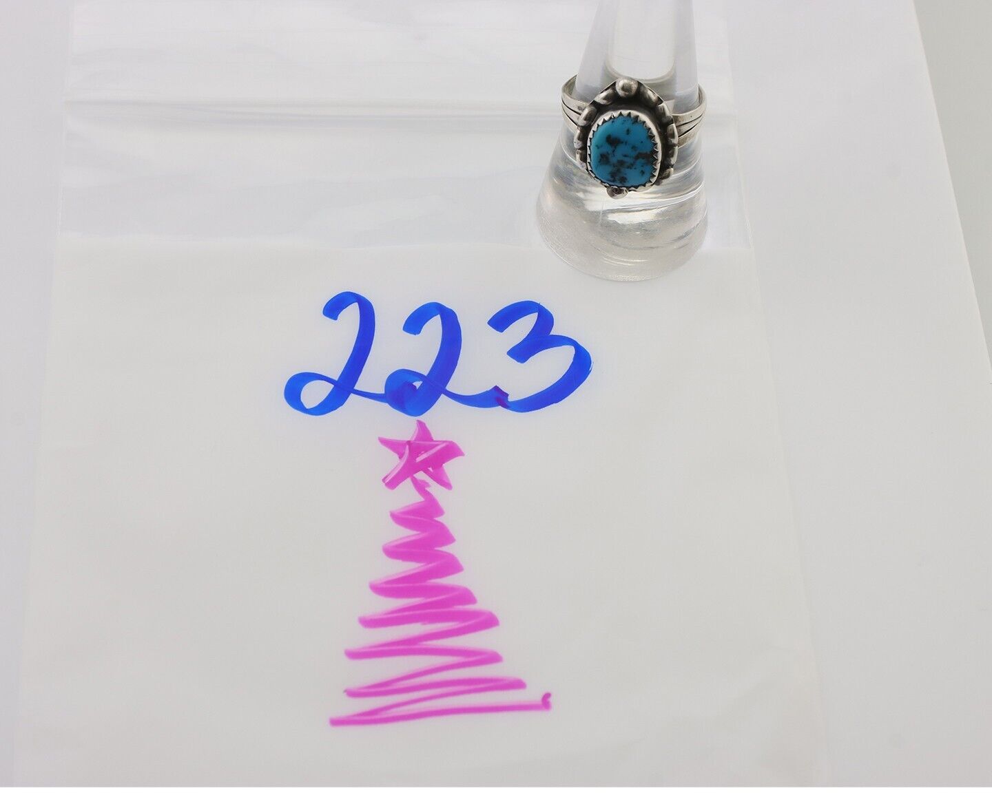 Navajo Ring 925 Silver Sleeping Beauty Turquoise Artist Signed SC C.80's