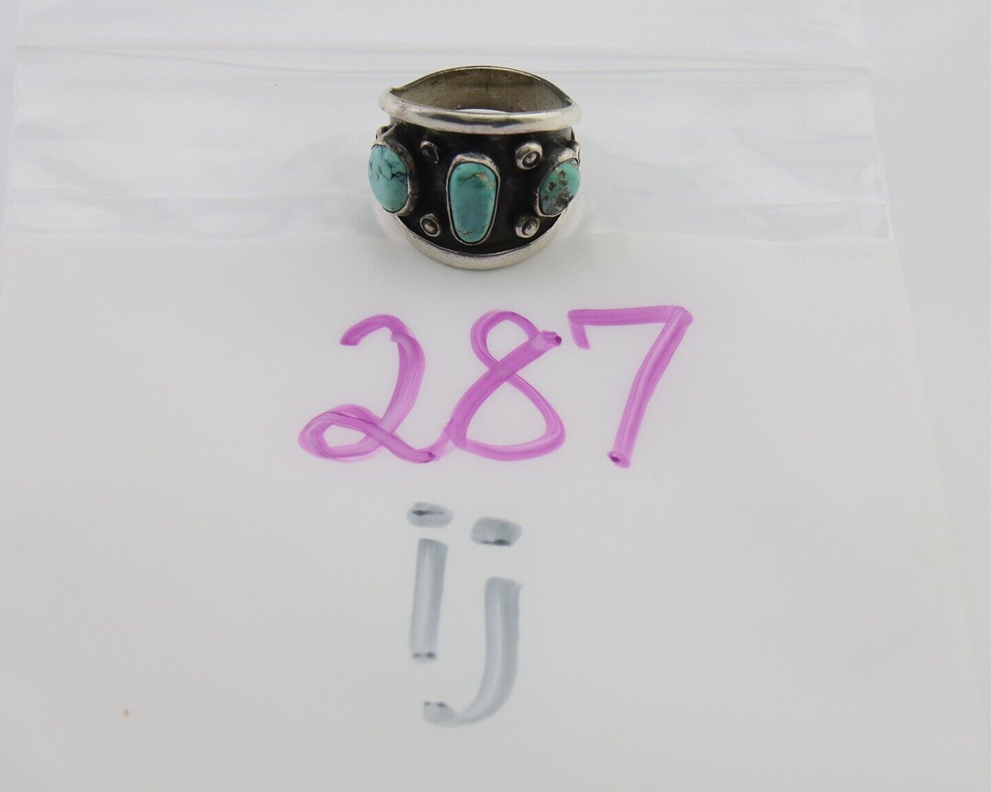 Navajo Handmade Ring 925 Silver Natural Turquoise Native Artist C.80's