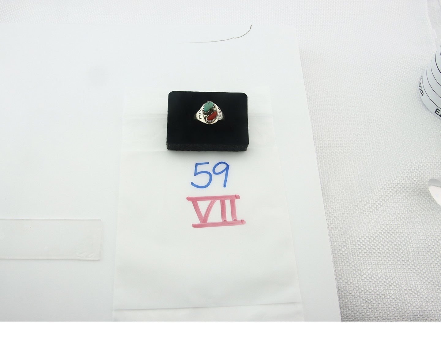 Vintage Navajo Ring 925 Sterling Silver Natural Gemstone Authentic Size 8.5