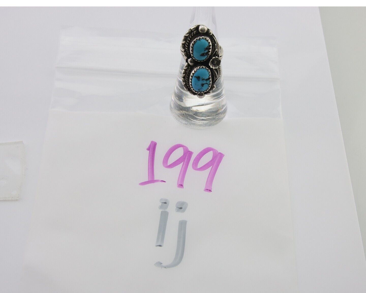 Navajo Ring 925 Silver Natural Blue Turquoise Artist Signed SC C.80's Size 5.75