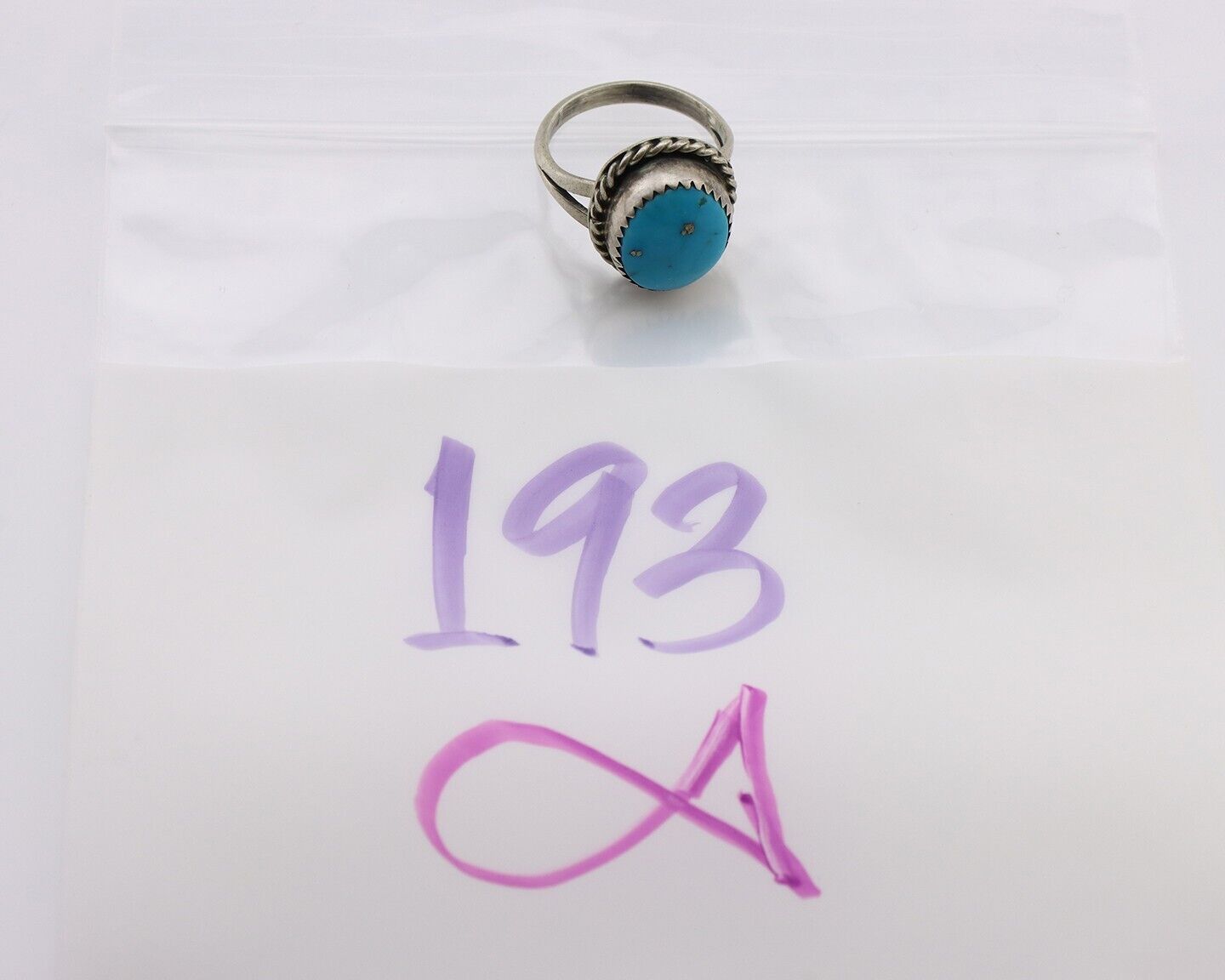 Navajo Ring 925 Silver Blue Turquoise Native American Artist C.80's