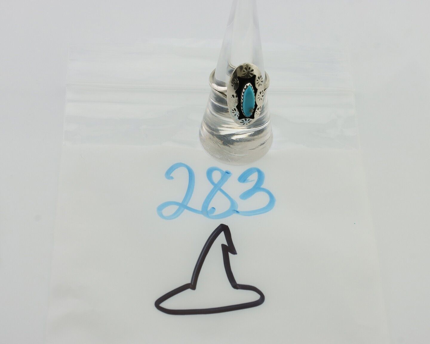 Navajo Ring 925 Silver Natural Blue Turquoise Signed IJC C.80's