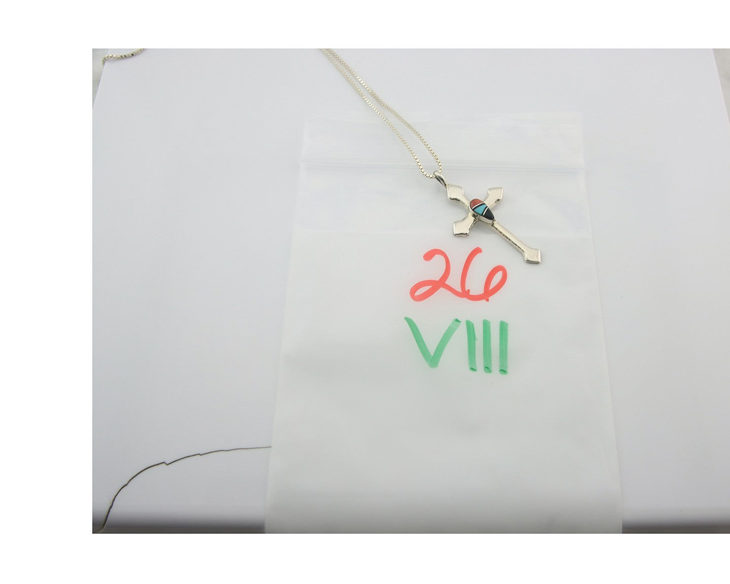 Navajo Cross Necklace Sterling Silver Authentic Natural Gemstones Signed M