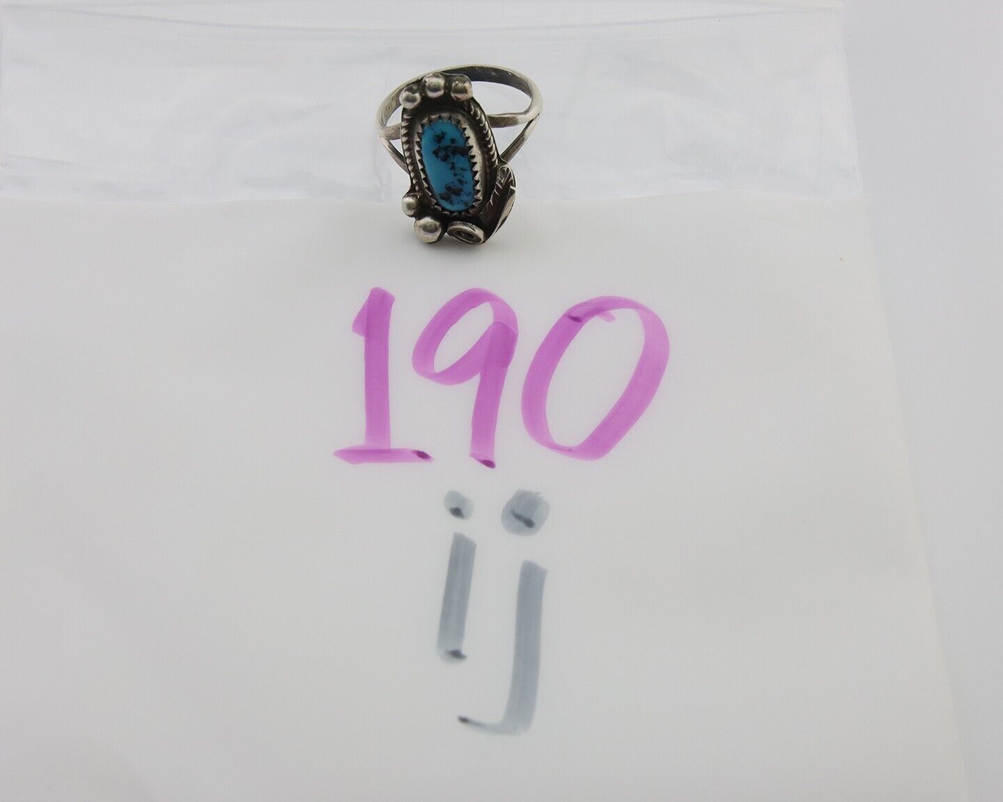 Navajo Ring 925 Silver Sleeping Beauty Turquoise Signed Justin Morris C.80's