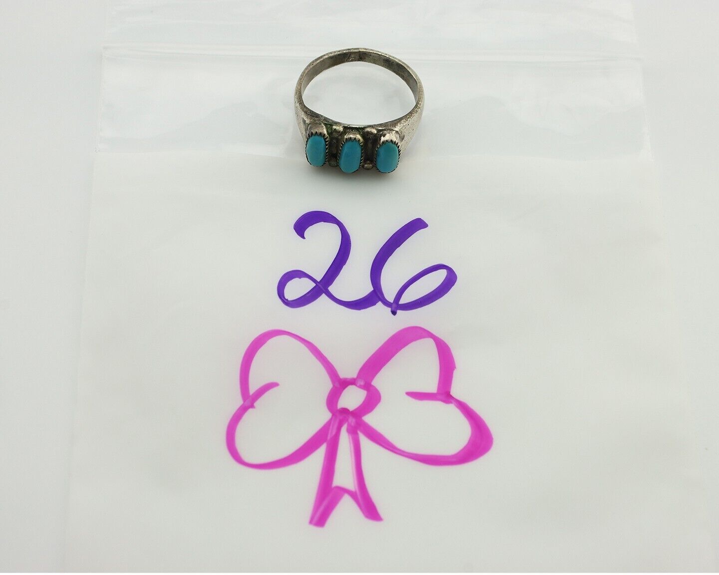 Zuni Ring .925 Silver Natural Sleeping Beauty Turquoise Signed R. LULE C.80's