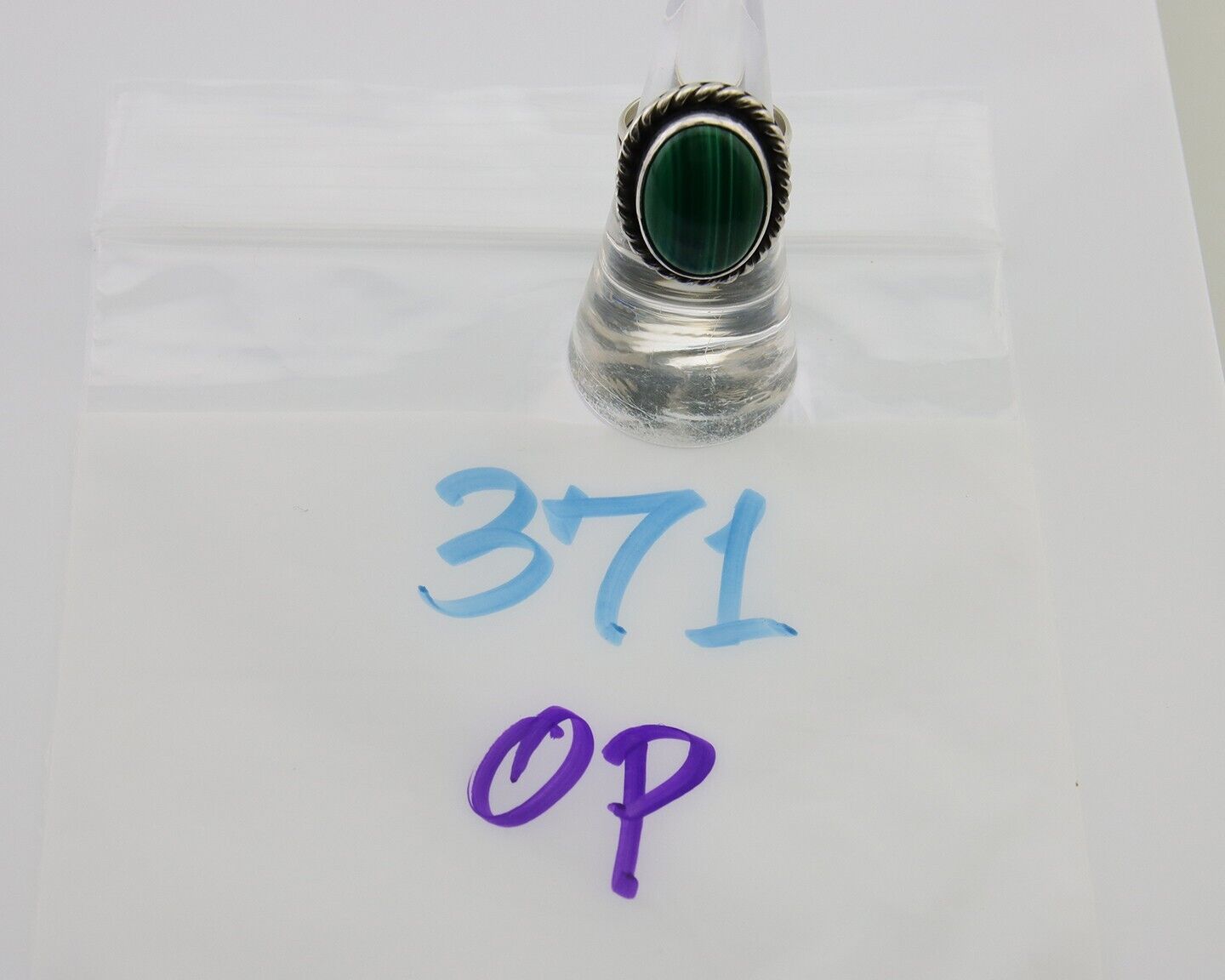 Navajo Ring 925 Silver Natural Malachite Native American Artist C.80's