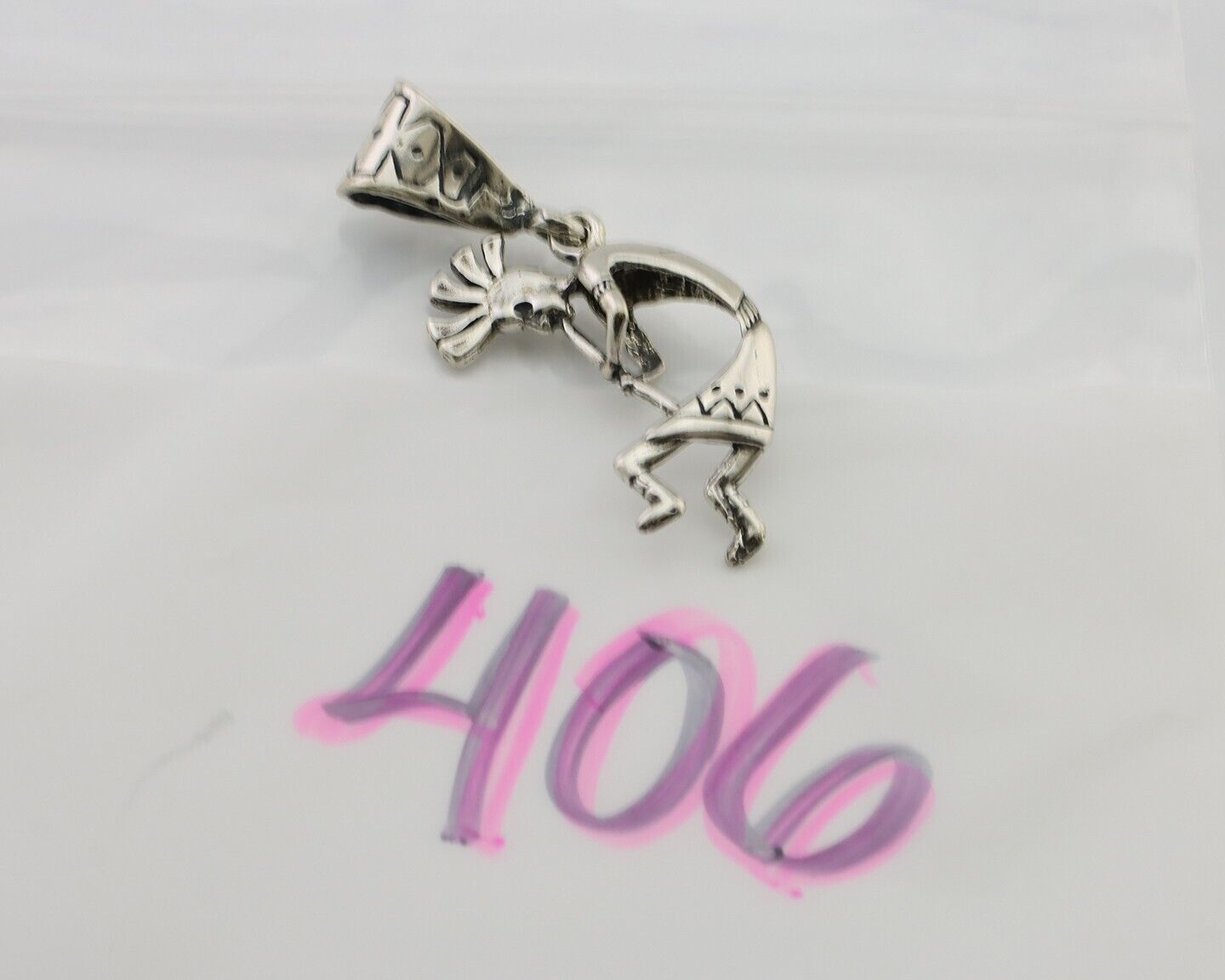 Navajo Kokopelli Pendant 925 Sterling Silver Native Artist Masha C.80's