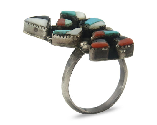 Vintage Zuni Ring Sterling Silver Authentic Gemstone Handmade Size 5.5