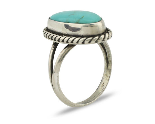 Navajo Ring 925 Silver Kingman Turquoise Artist Signed M Montoya C.80's