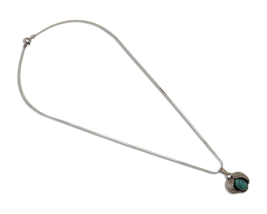 Navajo Turquoise Necklace 925 Silver Native American Artist C.80's