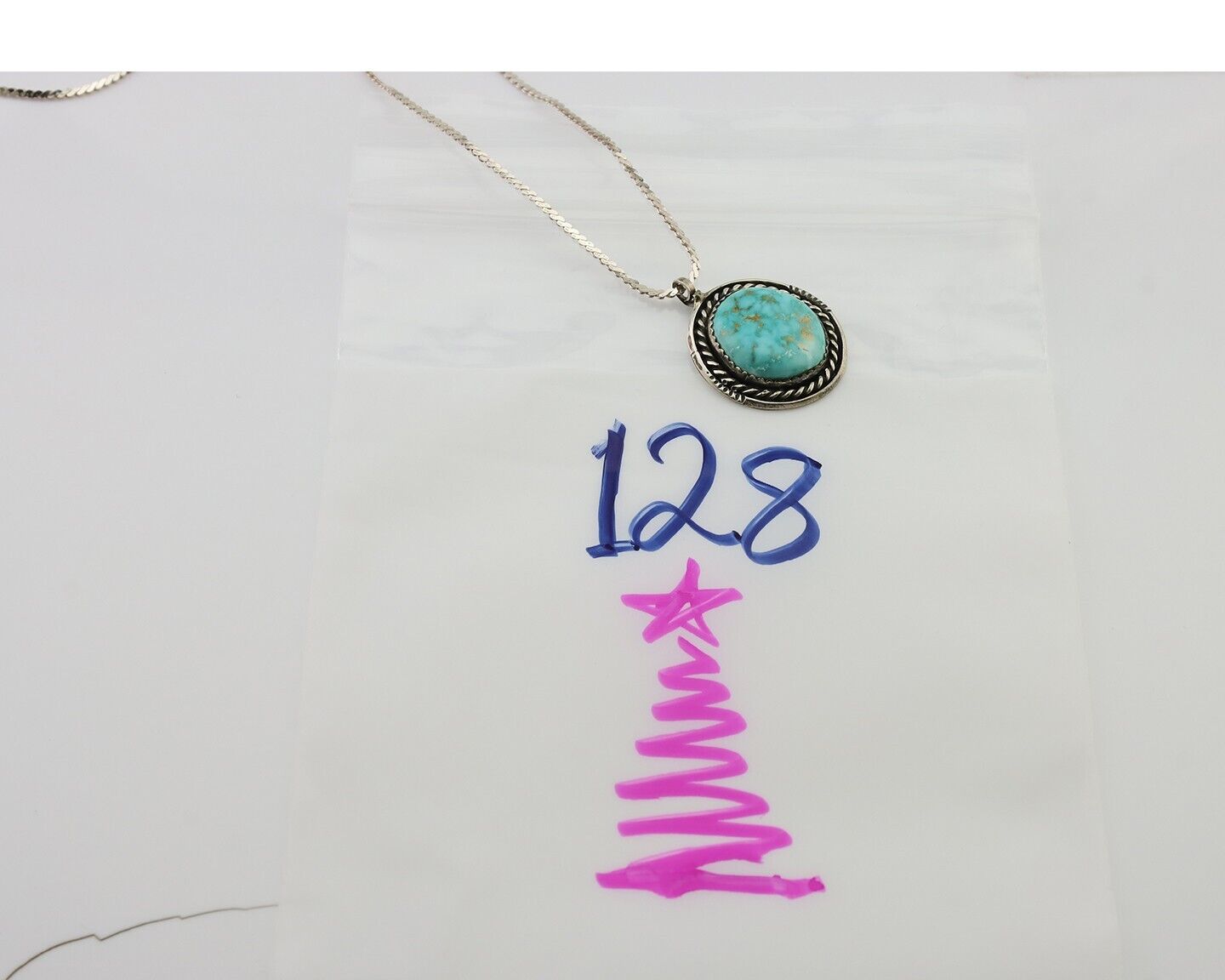 Navajo Pendant 925 Silver Natural Blue Turquoise Artist Signed Yazzie C.80's