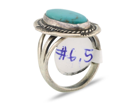 Navajo Ring 925 Silver Natural Turquoise Native Artist Signed M Begay C.80's