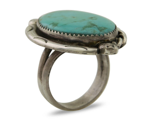 Navajo Ring 925 Silver Blue Turquoise Native American Artist C.80's