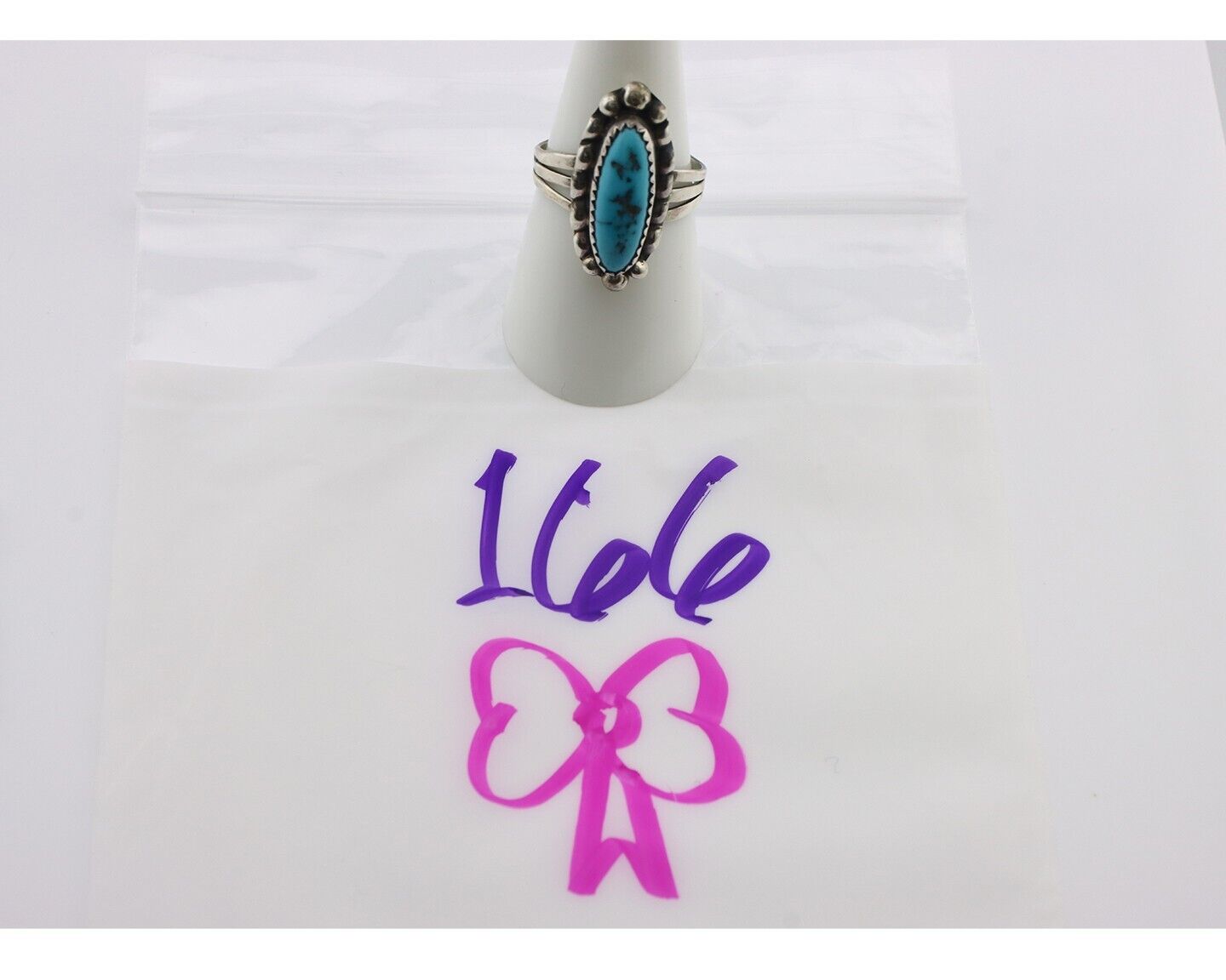 Navajo Ring .925 Silver Sleeping Beauty Turquoise Signed SkyStone Creations C80s