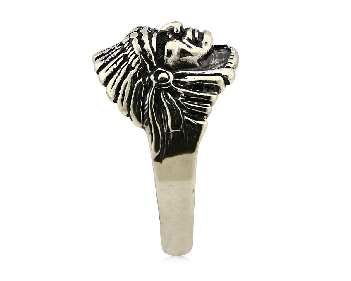 Navajo Warrior Chief Ring .925 Silver Artist Signed Wheeler C.80's Size 11.25