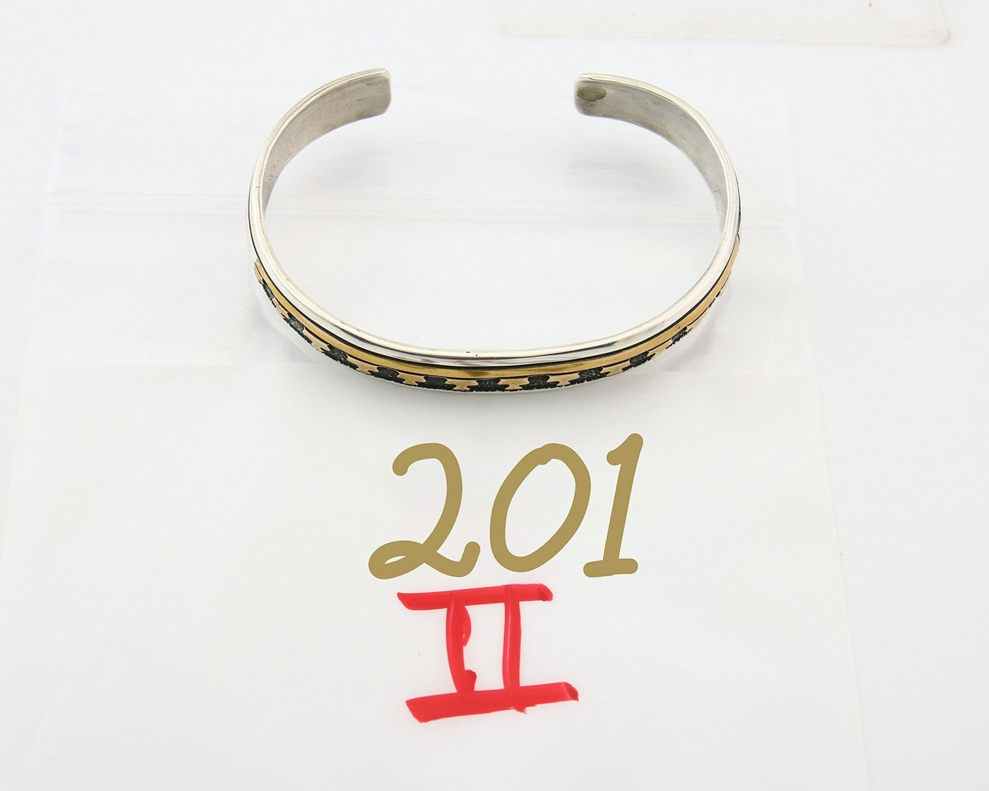 Navajo Bracelet 925 Silver & 12k Yellow Gold Filled Signed Thomas Singer C.80's