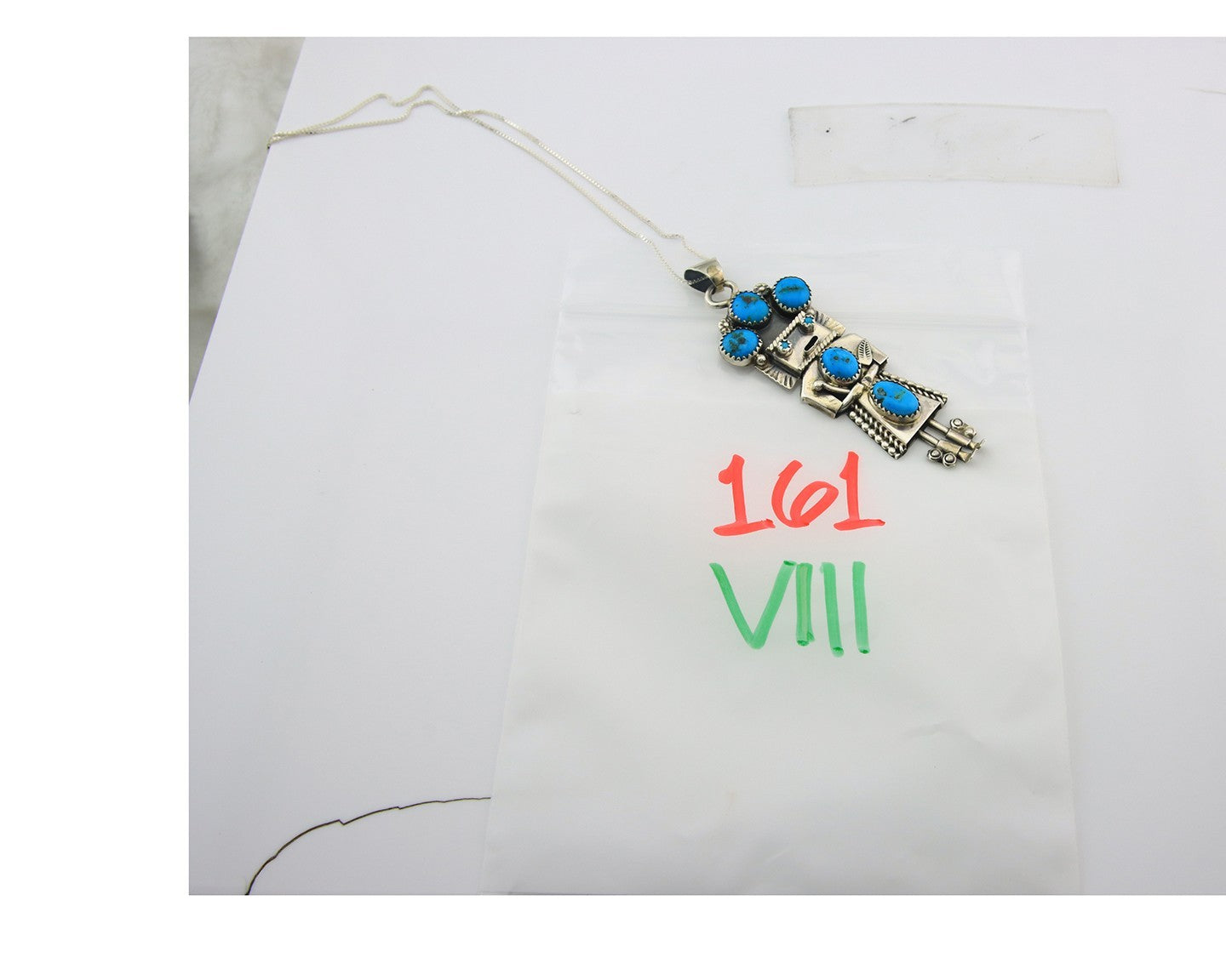 Navajo Kachina Necklace Sterling Silver Natural Turquoise Vintage Signed