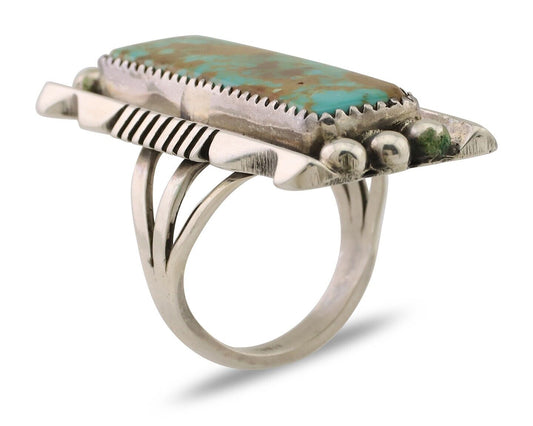 Navajo Hamdmade Ring 925 Silver Kingman Turquoise Artist Signed B C.80's