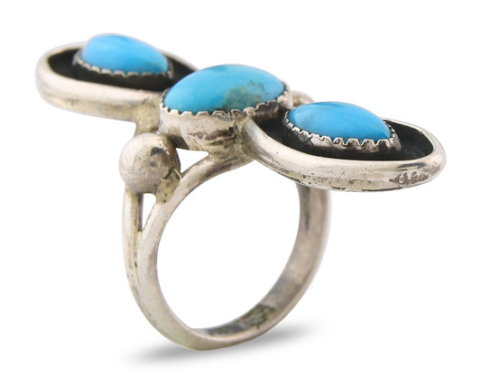 Vintage Navajo Ring 925 Sterling Silver Turquoise Handmade Size 6.25