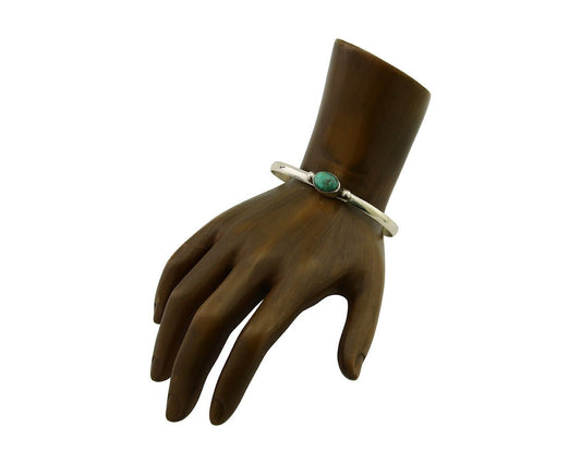 Navajo Cuff Bracelet Spiderweb Turquoise 925 Silver Native American Artist C.80s