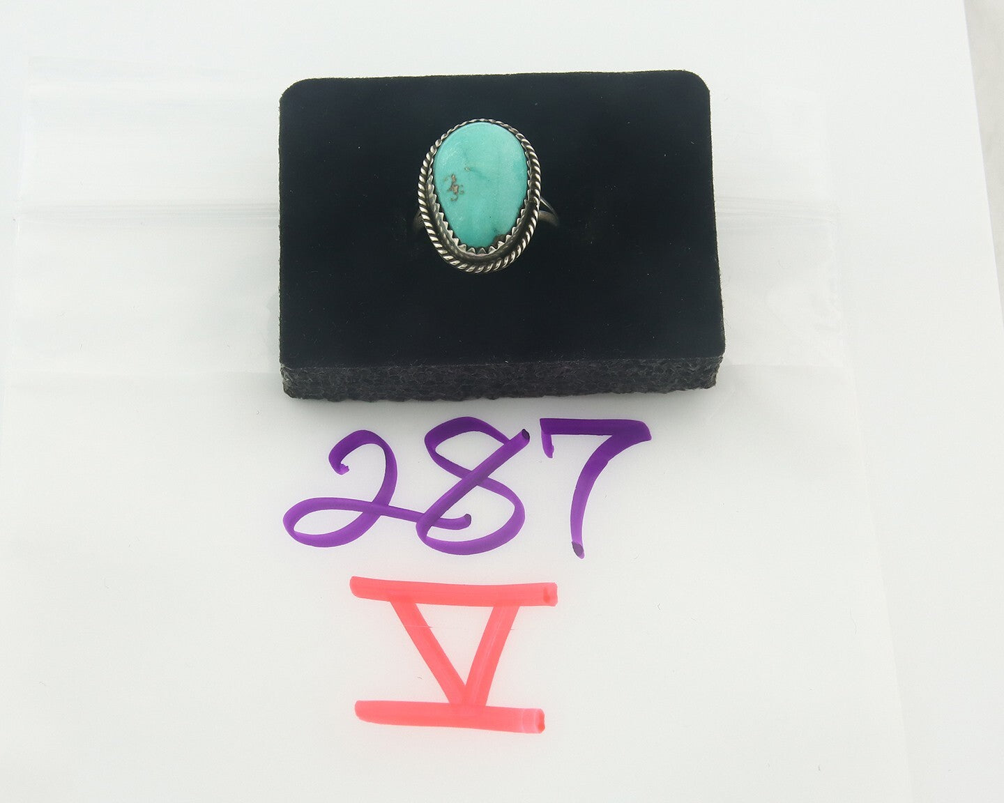 Vintage Navajo Ring 925 Sterling Authentic Santa Rita Turquoise Size 6.0