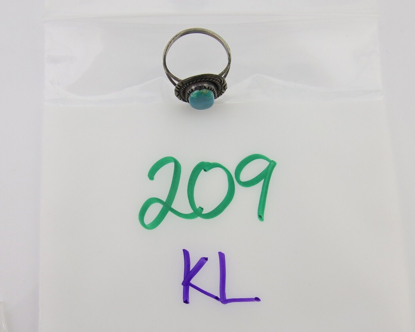 Navajo Handmade Ring 925 Silver Natural Turquoise Native Artist C.80's