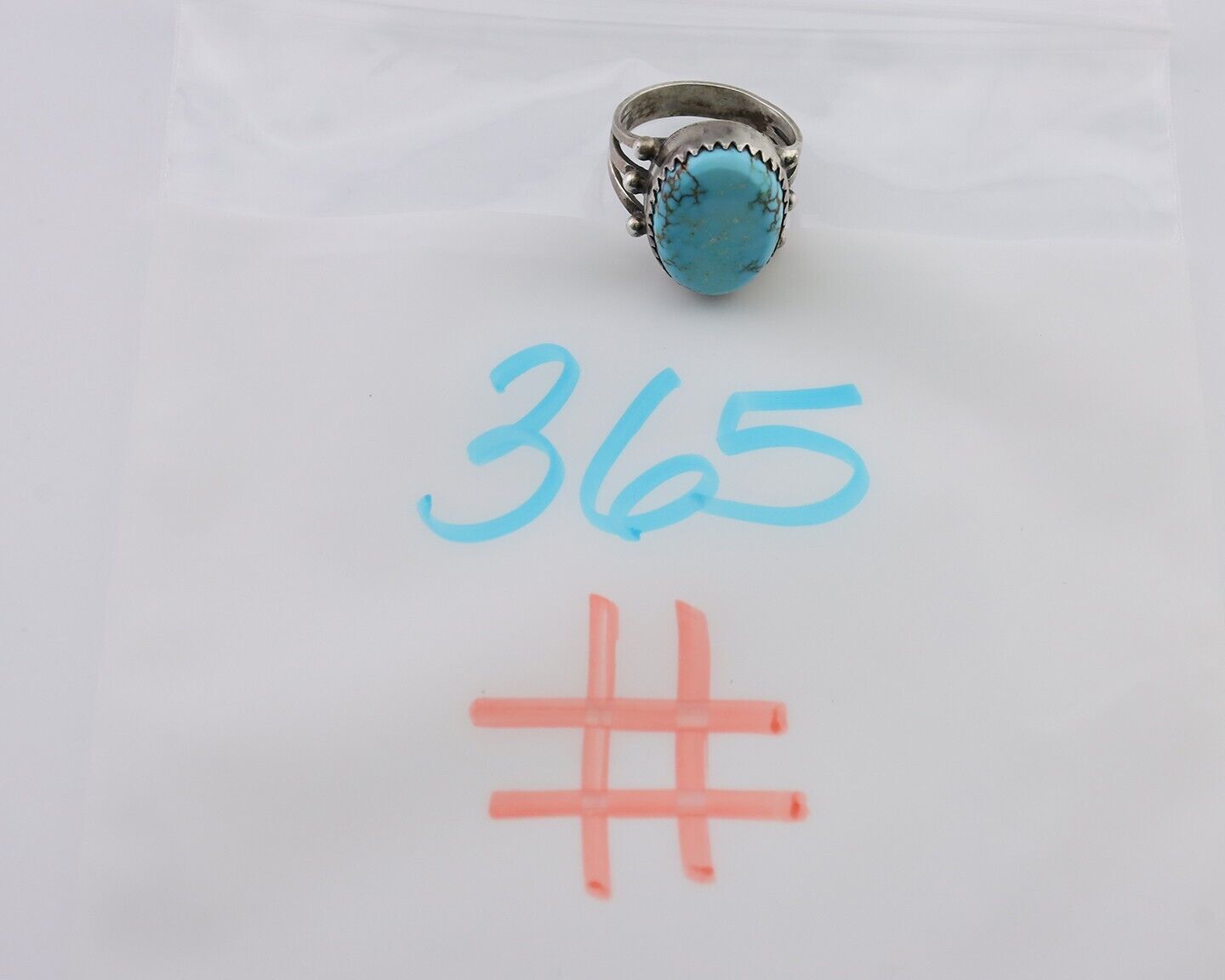 Navajo Ring 925 Silver Natural Kingman Turquoise Native American Artist C.80's