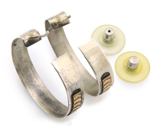 Navajo Earrings Sterling Silver & Gold Vintage Handmade