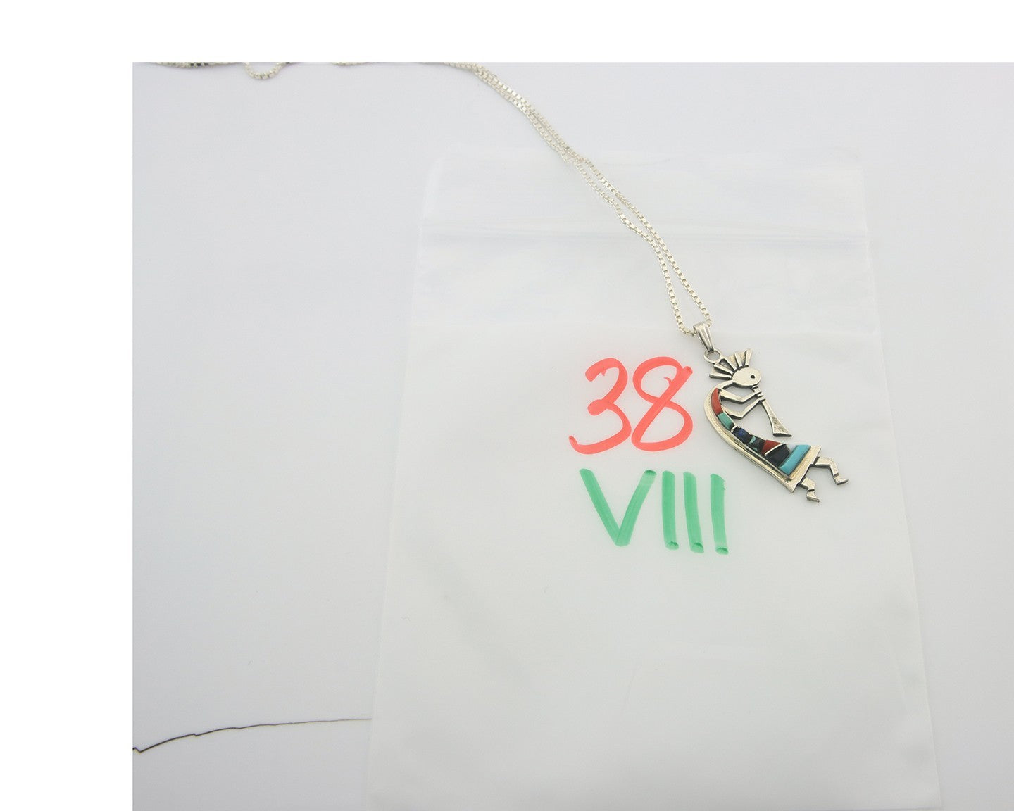 Navajo Kokopelli Necklace Sterling Silver Authentic Natural Gemstone