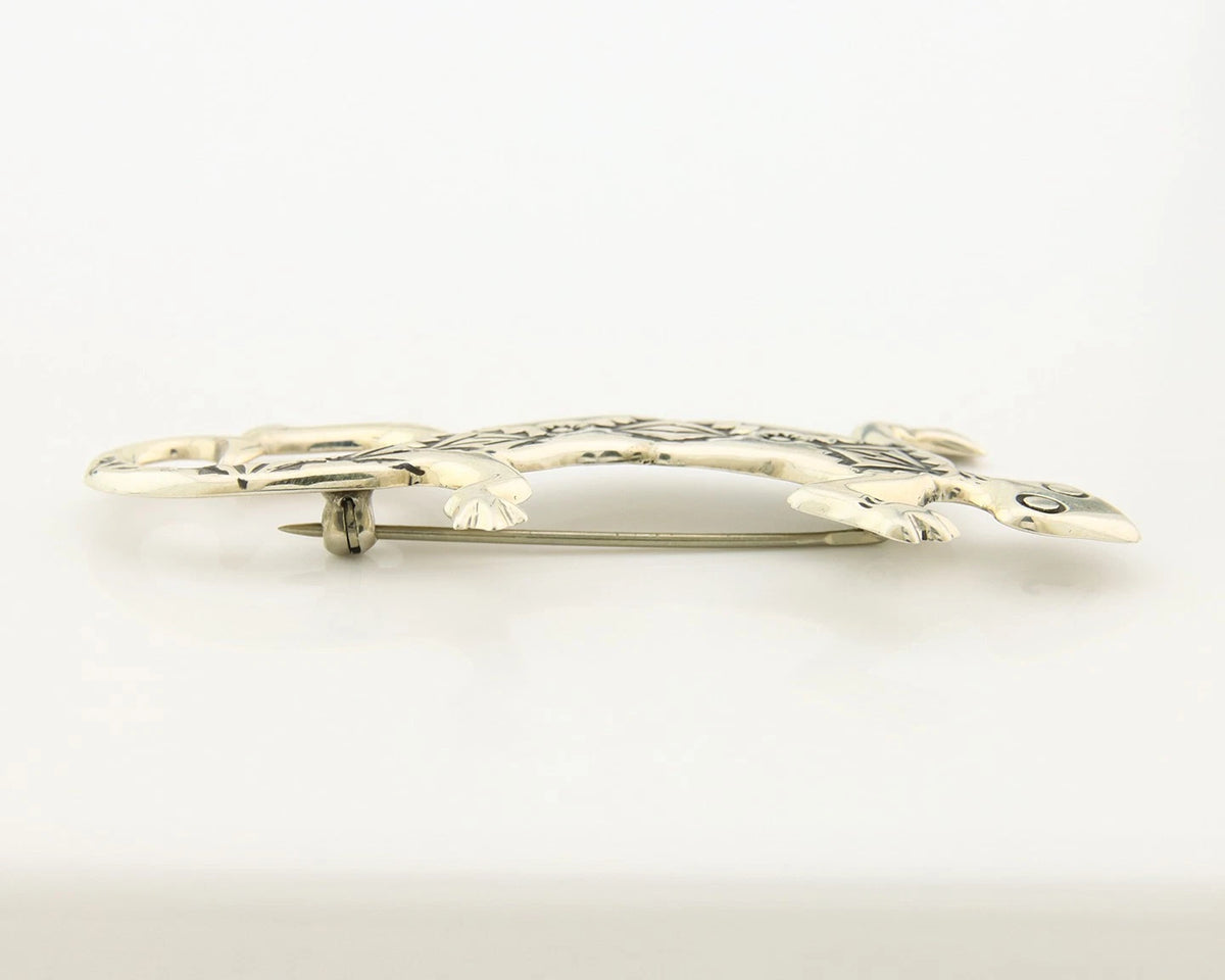 Navajo Handmade Lizard Pin Sterling Silver Vintage Artist