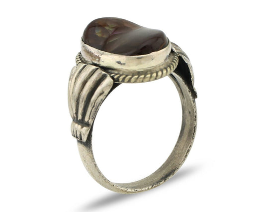 Navajo Handmade Ring 925 Silver Natural High Grade Fire Opal Native Artist C.80s