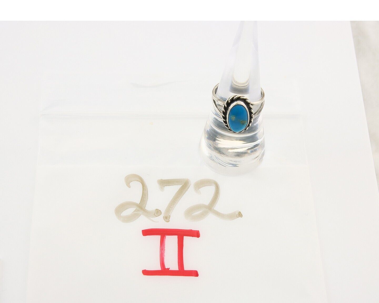 Navajo Ring 925 Sterling Natural Mined Turquoise Signed Arrow C.80's Size 7.0