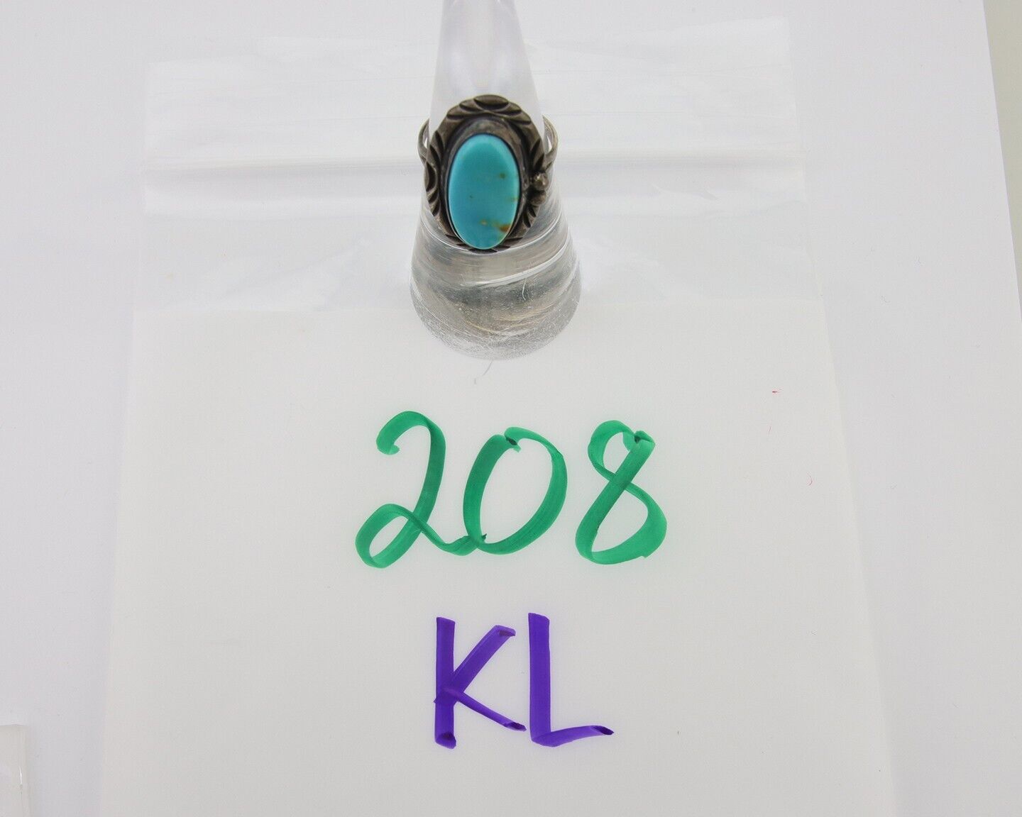 Navajo Handmade Ring 925 Silver Natural Turquoise Native Artist C.80's