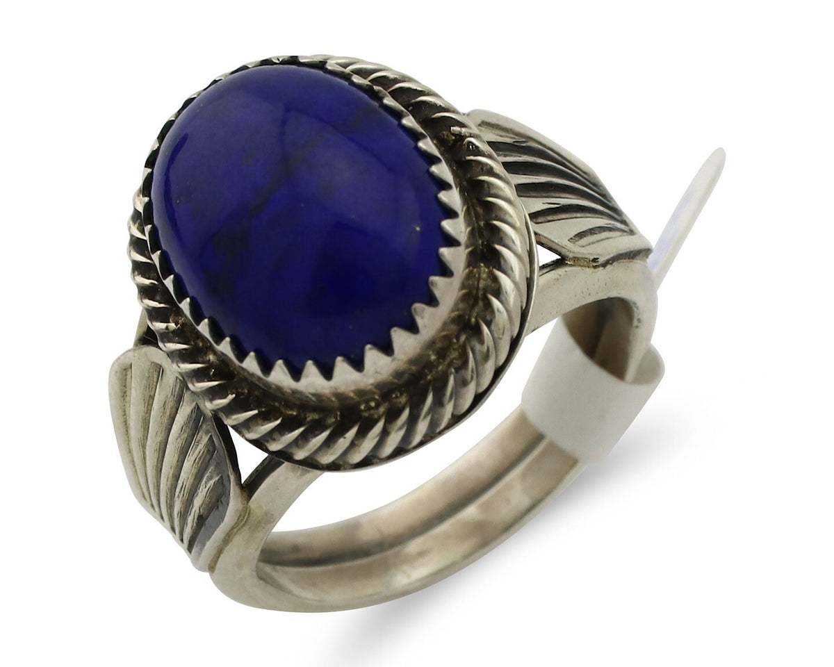 Navajo Ring 925 Silver Lapis Hand Stamped Native American Artist C.80's