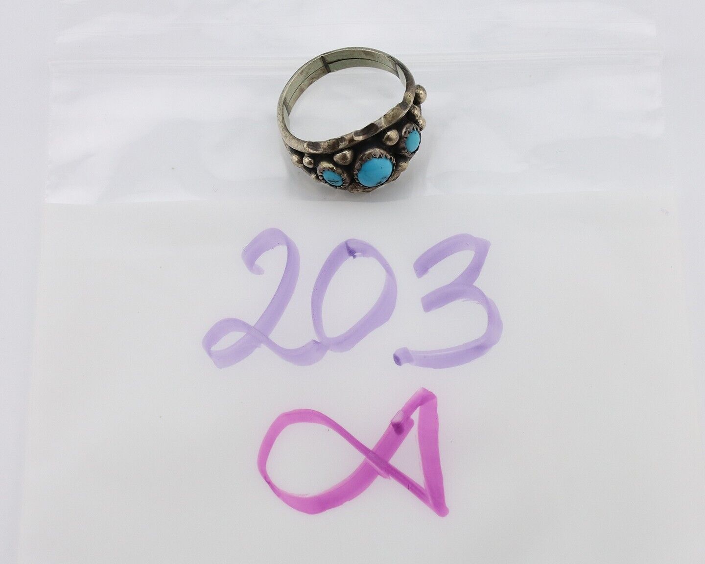 Navajo Ring 925 Silver Turquoise Artist Signed E SkyStone Creations C.80's