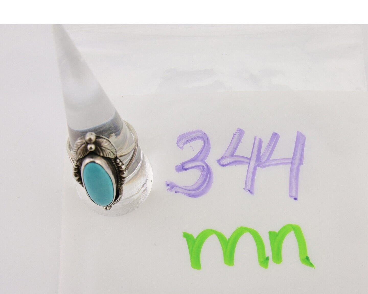Navajo Ring 925 Silver Natural Slab Turquoise Artist Signed Circle JW C.80's